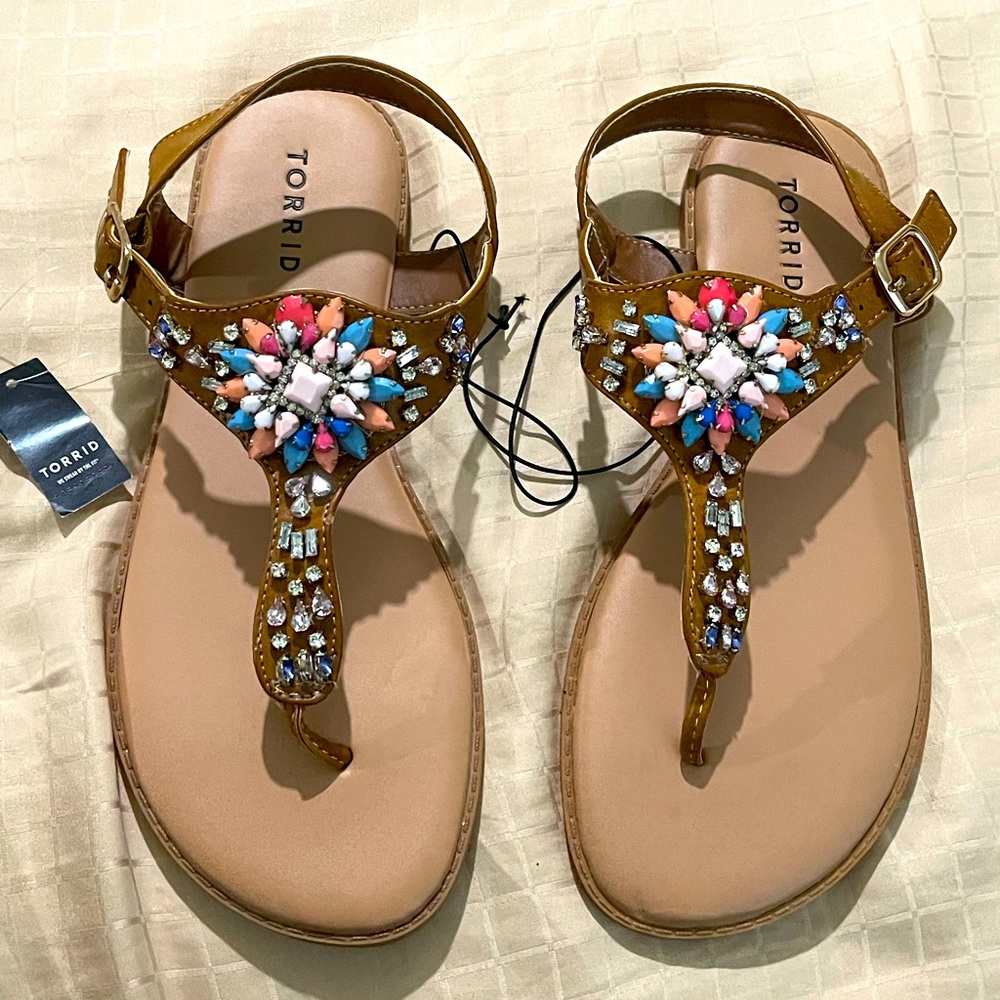 Torrid - Size 8W - Thong Sandal - colored stones